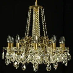 Casa Padrino Luxus Barock Kristall Kronleuchter Gold Ø 60 x H. 55 cm - Prunkvolle Messing Kronleuchter mit böhmischem Kristallglas - Barock Möbel - Edel & Prunkvoll