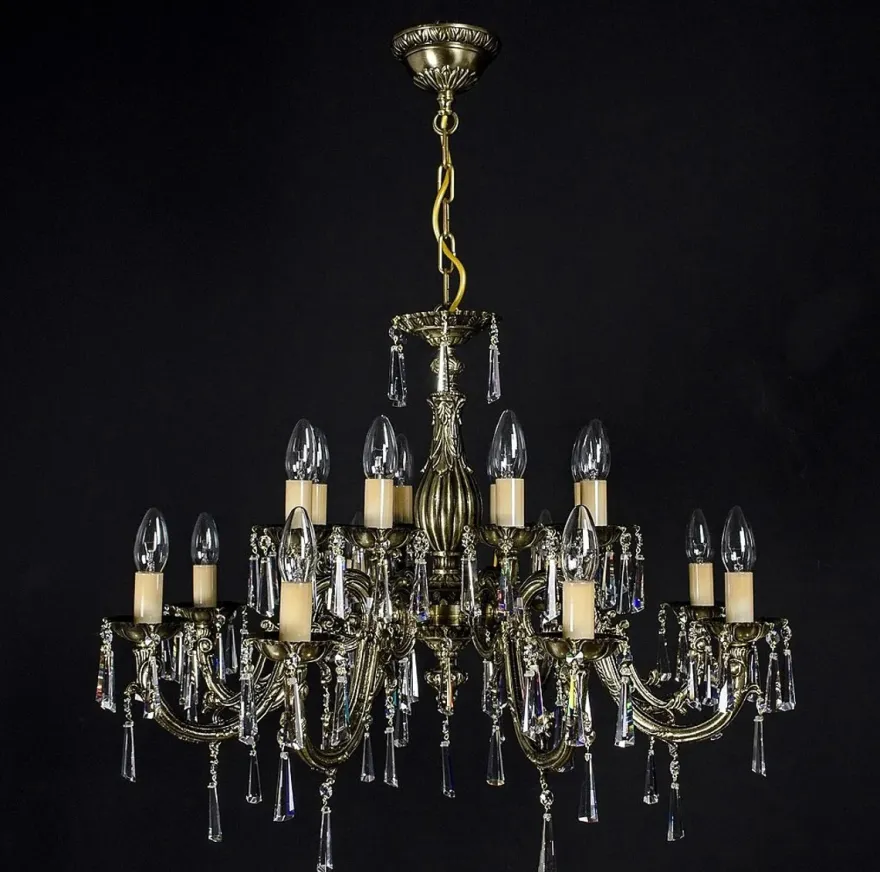 Casa Padrino Luxus Barock Kristall Kronleuchter Gold Ø 76 x H. 58 cm - Prunkvolle Messing Kronleuchter mit böhmischem Kristallglas - Barock Möbel - Edel & Prunkvoll
