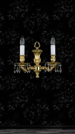 Casa Padrino Luxus Barock Kristall Doppel Wandleuchte Gold 33 cm