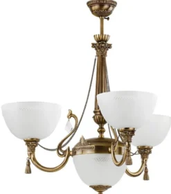 Casa Padrino Luxus Barock Kristall Kronleuchter Messing mit Patina / Weiß Ø 62 x H. 70 cm