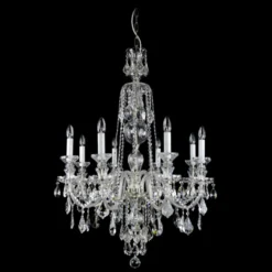 Casa Padrino Luxus Barock Kristall Kronleuchter Silber Ø 74 x H. 107 cm - Prunkvolle Messing Kronleuchter mit böhmischem Kristallglas - Barock Möbel - Edel & Prunkvoll