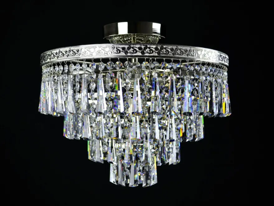 Casa Padrino Luxus Barock Kristall Kronleuchter Silber Ø 40 x H. 34 cm - Prunkvolle Messing Kronleuchter mit böhmischem Kristallglas - Barock Möbel - Edel & Prunkvoll