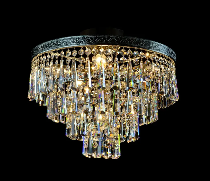 Casa Padrino Luxus Barock Kristall Kronleuchter Silber Ø 40 x H. 34 cm - Prunkvolle Messing Kronleuchter mit böhmischem Kristallglas - Barock Möbel - Edel & Prunkvoll
