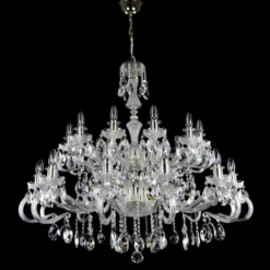 Casa Padrino Luxus Barock Kristall Kronleuchter Silber Ø 110 x H. 100 cm - Prunkvolle Messing Kronleuchter mit böhmischem Kristallglas - Barock Möbel - Edel & Prunkvoll