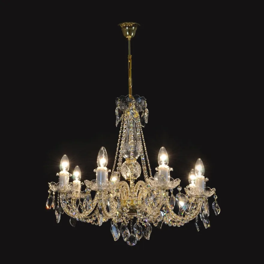 Casa Padrino Luxus Barock Kristall Kronleuchter Gold Ø 65 x H. 58 cm - Prunkvolle Messing Kronleuchter mit böhmischem Kristallglas - Barock Möbel - Edel & Prunkvoll
