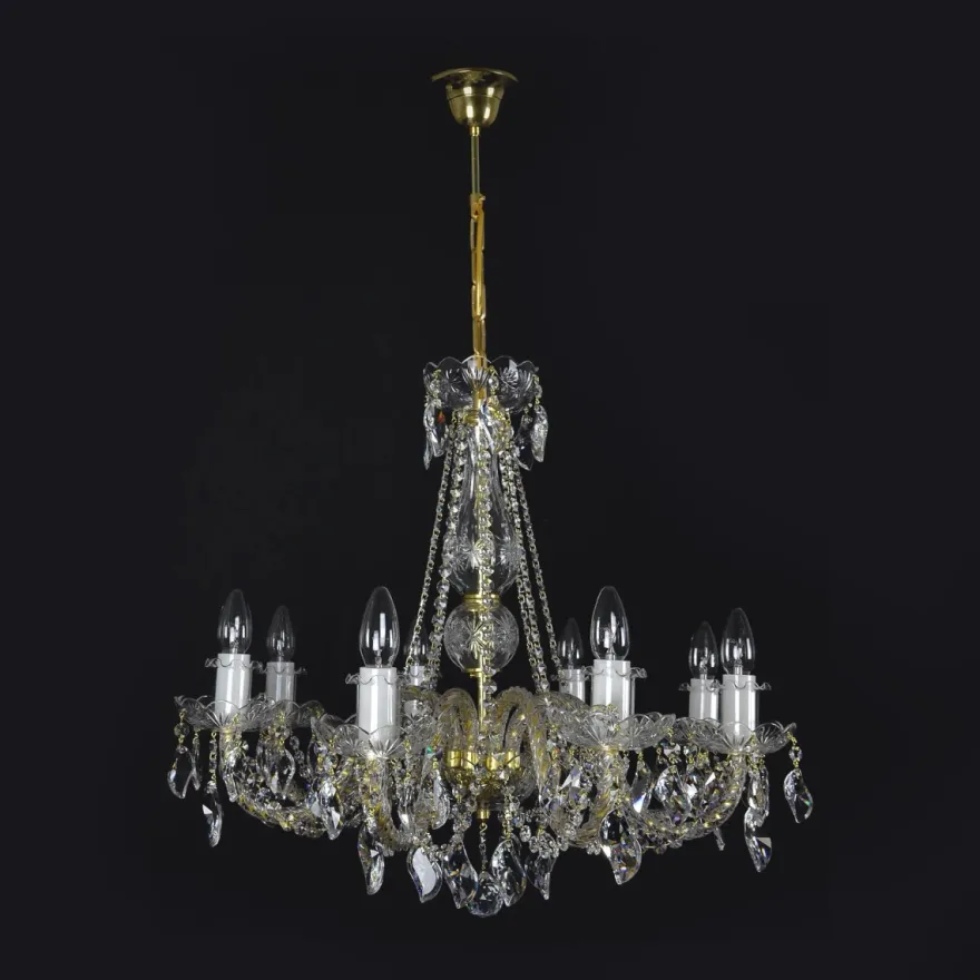 Casa Padrino Luxus Barock Kristall Kronleuchter Gold Ø 65 x H. 58 cm - Prunkvolle Messing Kronleuchter mit böhmischem Kristallglas - Barock Möbel - Edel & Prunkvoll
