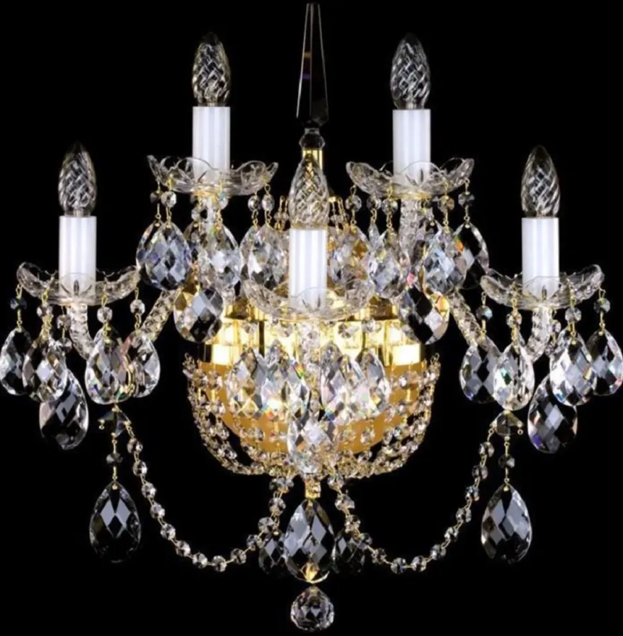 Casa Padrino Luxus Barock Kristall Wandleuchte Gold 51 x 32 x H. 56 cm - Prunkvolle Wandlampe mit Böhmischem Kristallglas - Edel & Prunkvoll