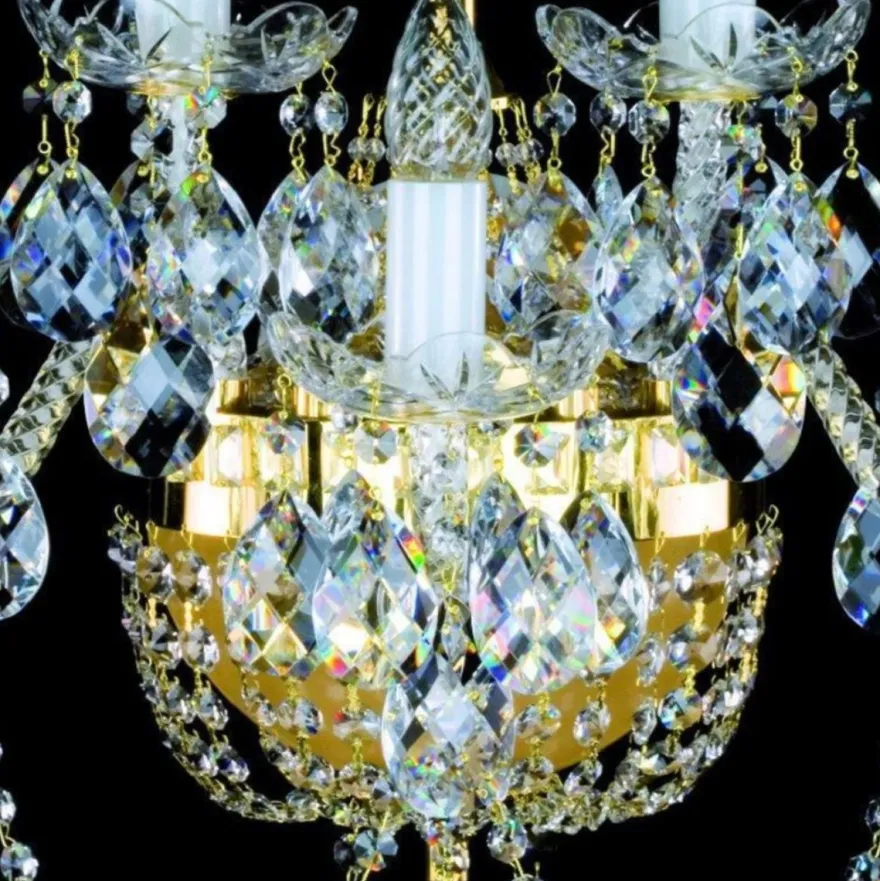 Casa Padrino Luxus Barock Kristall Wandleuchte Gold 51 x 32 x H. 56 cm - Prunkvolle Wandlampe mit Böhmischem Kristallglas - Edel & Prunkvoll