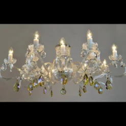 Casa Padrino Luxus Barock Kristall Deckenleuchte Silber Ø 107 x H. 42 cm - Prunkvolle Messing Deckenleuchte mit böhmischem Kristallglas - Barock Möbel - Edel & Prunkvoll