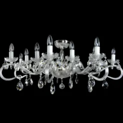 Casa Padrino Luxus Barock Kristall Deckenleuchte Silber Ø 107 x H. 42 cm - Prunkvolle Messing Deckenleuchte mit böhmischem Kristallglas - Barock Möbel - Edel & Prunkvoll