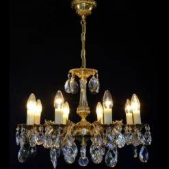 Casa Padrino Luxus Barock Kristall Kronleuchter Gold Ø 56 x H. 42 cm - Prunkvolle Messing Kronleuchter mit böhmischem Kristallglas - Barock Möbel - Edel & Prunkvoll