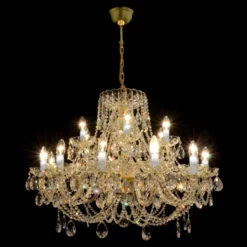 Casa Padrino Luxus Barock Kristall Kronleuchter Gold Ø 95 x H. 58 cm - Prunkvolle Messing Kronleuchter mit böhmischem Kristallglas - Barock Möbel - Edel & Prunkvoll