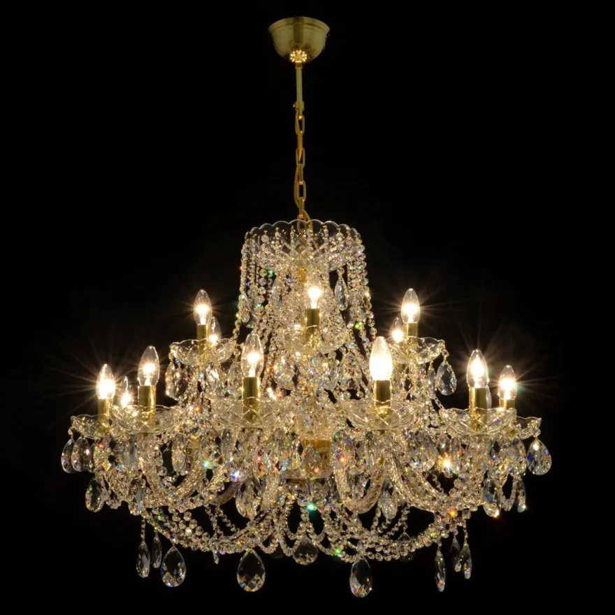Casa Padrino Luxus Barock Kristall Kronleuchter Gold Ø 95 x H. 58 cm - Prunkvolle Messing Kronleuchter mit böhmischem Kristallglas - Barock Möbel - Edel & Prunkvoll