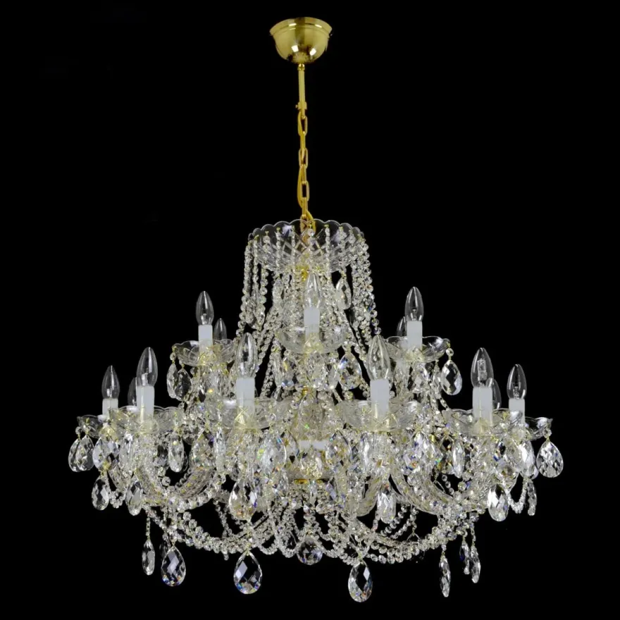 Casa Padrino Luxus Barock Kristall Kronleuchter Gold Ø 95 x H. 58 cm - Prunkvolle Messing Kronleuchter mit böhmischem Kristallglas - Barock Möbel - Edel & Prunkvoll