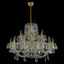 Casa Padrino Luxus Barock Kristall Kronleuchter Gold Ø 95 x H. 58 cm - Prunkvolle Messing Kronleuchter mit böhmischem Kristallglas - Barock Möbel - Edel & Prunkvoll
