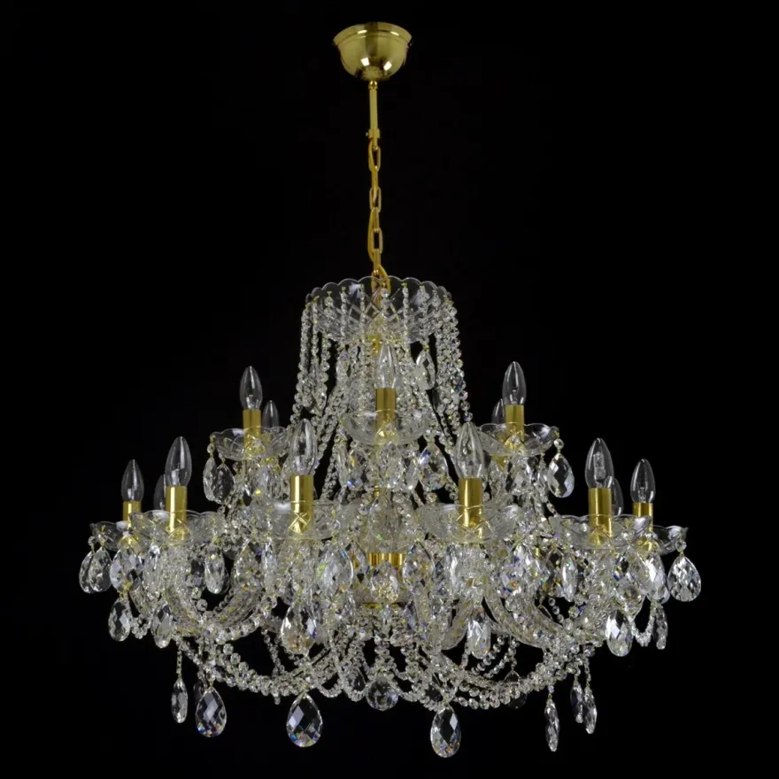 Casa Padrino Luxus Barock Kristall Kronleuchter Gold Ø 95 x H. 58 cm - Prunkvolle Messing Kronleuchter mit böhmischem Kristallglas - Barock Möbel - Edel & Prunkvoll