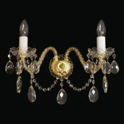 Casa Padrino Luxus Barock Kristall Wandleuchte Gold 40 x 20 x H. 25 cm - Prunkvolle Messing Wandleuchte mit böhmischem Kristallglas - Barock Möbel - Edel & Prunkvoll
