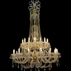 Casa Padrino Luxus Barock Kristall Kronleuchter Gold Ø 114 x H. 170 cm - Prunkvolle Messing Kronleuchter mit böhmischem Kristallglas - Barock Möbel - Edel & Prunkvoll
