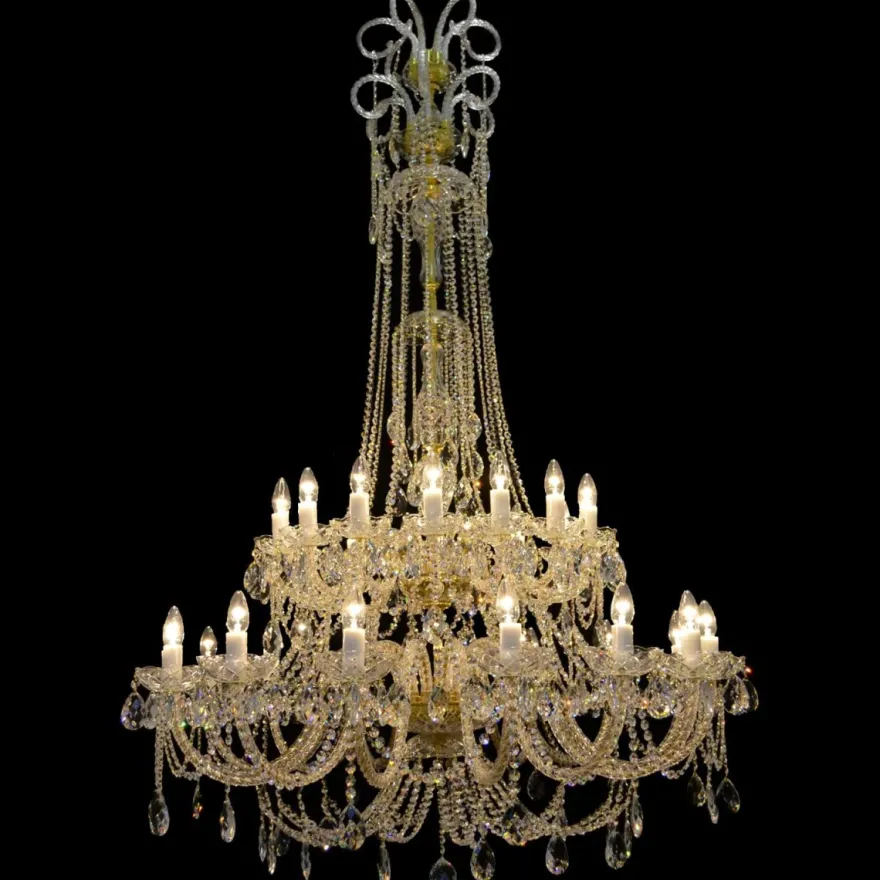 Casa Padrino Luxus Barock Kristall Kronleuchter Gold Ø 114 x H. 170 cm - Prunkvolle Messing Kronleuchter mit böhmischem Kristallglas - Barock Möbel - Edel & Prunkvoll