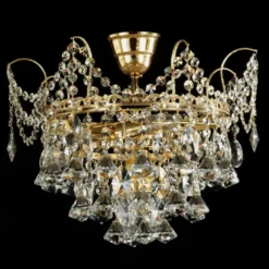 Casa Padrino Luxus Barock Kristall Kronleuchter Gold Ø 40 x H. 26 cm - Prunkvolle Messing Kronleuchter mit böhmischem Kristallglas - Barock Möbel - Edel & Prunkvoll