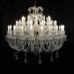 Casa Padrino Luxus Barock Kristall Kronleuchter Gold Ø 140 x H. 110 cm - Prunkvolle Messing Kronleuchter mit böhmischem Kristallglas - Barock Möbel - Edel & Prunkvoll