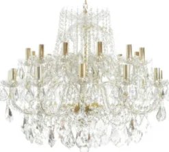 Casa Padrino Luxus Barock Kristall Kronleuchter Gold Ø 90 x H. 70 cm - Prunkvoller Kronleuchter mit edlem Kristallglas - Edel & Prunkvoll