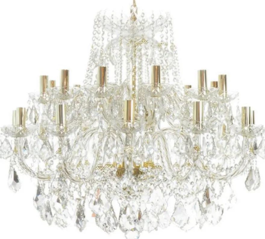 Casa Padrino Luxus Barock Kristall Kronleuchter Gold Ø 90 x H. 70 cm - Prunkvoller Kronleuchter mit edlem Kristallglas - Edel & Prunkvoll