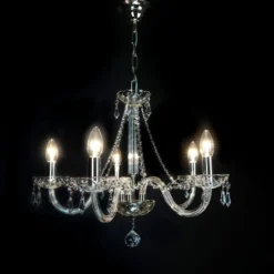 Casa Padrino Luxus Barock Kristall Kronleuchter Silber Ø 55 x H. 45 cm - Prunkvolle Messing Kronleuchter mit böhmischem Kristallglas - Barock Möbel - Edel & Prunkvoll