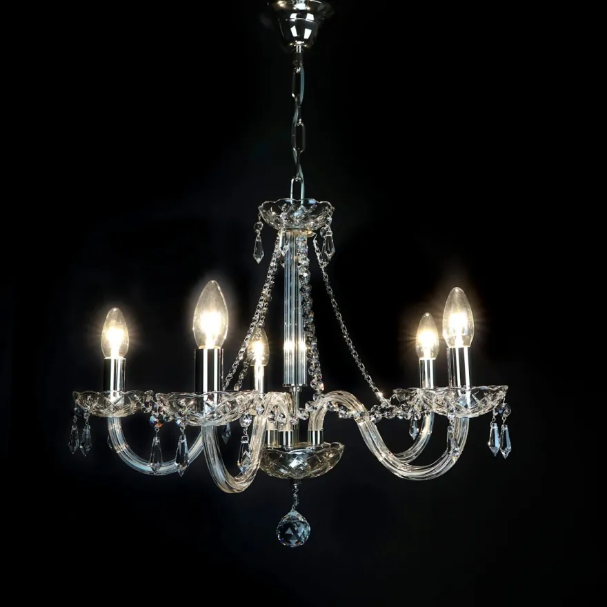 Casa Padrino Luxus Barock Kristall Kronleuchter Silber Ø 55 x H. 45 cm - Prunkvolle Messing Kronleuchter mit böhmischem Kristallglas - Barock Möbel - Edel & Prunkvoll
