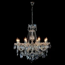 Casa Padrino Luxus Barock Kristall Kronleuchter Silber Ø 70 x H. 65 cm - Prunkvolle Messing Kronleuchter mit böhmischem Kristallglas - Barock Möbel - Edel & Prunkvoll