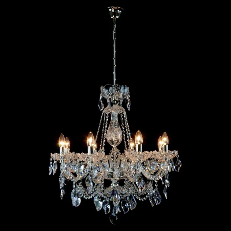 Casa Padrino Luxus Barock Kristall Kronleuchter Silber Ø 70 x H. 65 cm - Prunkvolle Messing Kronleuchter mit böhmischem Kristallglas - Barock Möbel - Edel & Prunkvoll