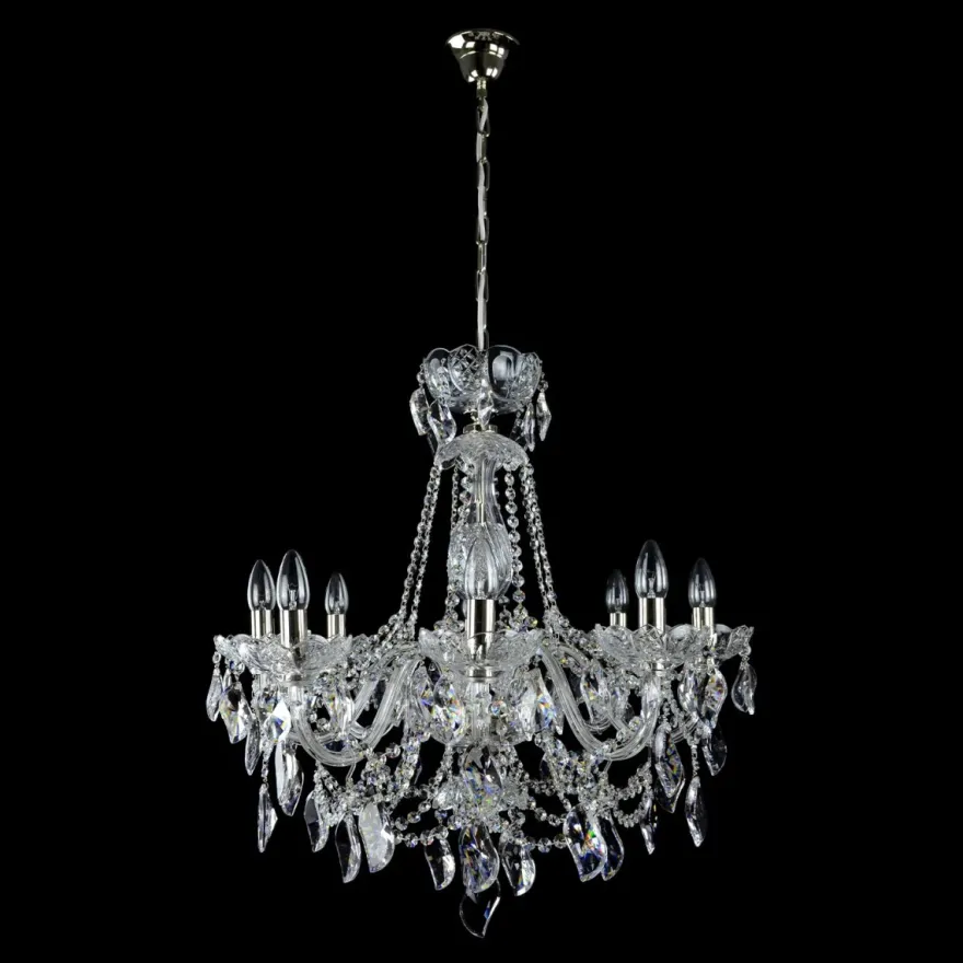 Casa Padrino Luxus Barock Kristall Kronleuchter Silber Ø 70 x H. 65 cm - Prunkvolle Messing Kronleuchter mit böhmischem Kristallglas - Barock Möbel - Edel & Prunkvoll