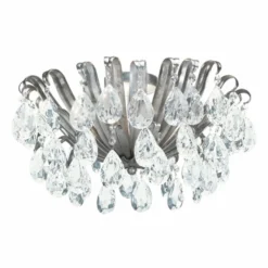 Casa Padrino Luxus Barock Kristall Deckenleuchte Antik Silber Ø 50 x H. 32 cm - Made in Italy