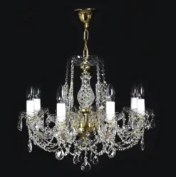 Casa Padrino Luxus Barock Kristall Kronleuchter Gold Ø 58 x H. 48 cm - Prunkvolle Messing Kronleuchter mit böhmischem Kristallglas - Barock Möbel - Edel & Prunkvoll