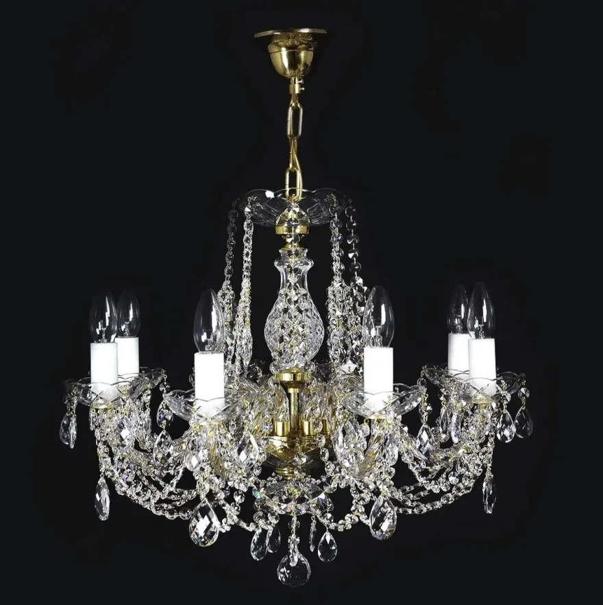 Casa Padrino Luxus Barock Kristall Kronleuchter Gold Ø 58 x H. 48 cm - Prunkvolle Messing Kronleuchter mit böhmischem Kristallglas - Barock Möbel - Edel & Prunkvoll