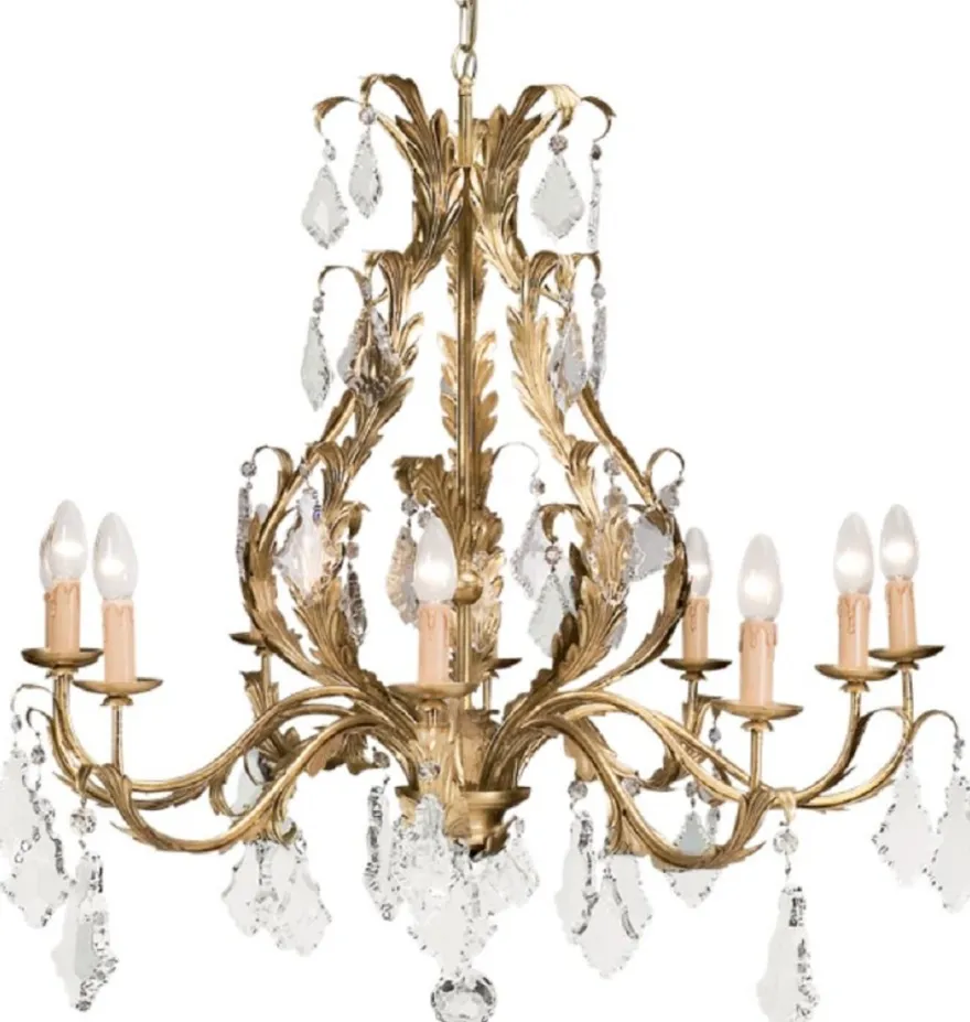 Casa Padrino Luxus Barock Kristall Kronleuchter Gold Ø 80 x H. 80 cm - Barock & Jugendstil Wohnzimmer Kronleuchter