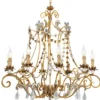 Casa Padrino Luxus Barock Kristall Kronleuchter Antik Gold / Antik Silber Ø 83 x H. 88 cm - Prunkvoller Wohnzimmer Kronleuchter im Barockstil - Luxus Qualität - Made in Italy