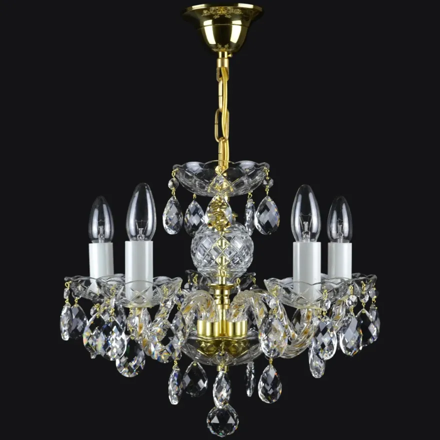 Casa Padrino Luxus Barock Kristall Kronleuchter Gold Ø 44 x H. 35 cm - Prunkvolle Messing Kronleuchter mit böhmischem Kristallglas - Barock Möbel - Edel & Prunkvoll