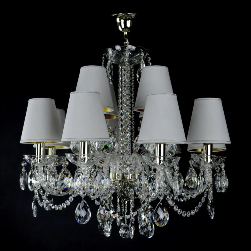 Casa Padrino Luxus Barock Kristall Kronleuchter Silber Ø 76 x H. 56 cm - Prunkvolle Messing Kronleuchter mit böhmischem Kristallglas - Barock Möbel - Edel & Prunkvoll