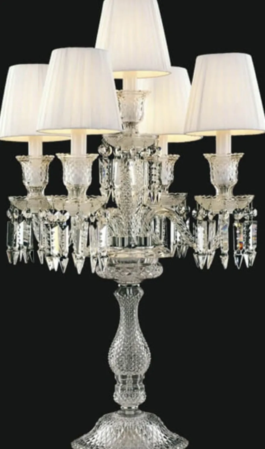 Casa Padrino Luxus Barock Kristallglas Tischleuchte Silber / Weiß Ø 46 x H. 56 cm - Hotel & Restaurant Deko Accessoires - Edel & Prunkvoll