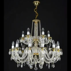 Casa Padrino Luxus Barock Kristall Kronleuchter Gold Ø 75 x H. 78 cm - Prunkvolle Messing Kronleuchter mit böhmischem Kristallglas - Barock Möbel - Edel & Prunkvoll