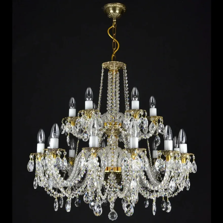 Casa Padrino Luxus Barock Kristall Kronleuchter Gold Ø 75 x H. 78 cm - Prunkvolle Messing Kronleuchter mit böhmischem Kristallglas - Barock Möbel - Edel & Prunkvoll