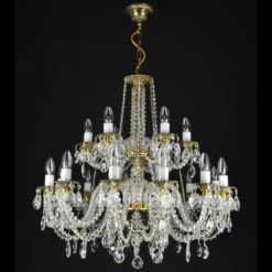 Casa Padrino Luxus Barock Kristall Kronleuchter Gold Ø 75 x H. 78 cm - Prunkvolle Messing Kronleuchter mit böhmischem Kristallglas - Barock Möbel - Edel & Prunkvoll