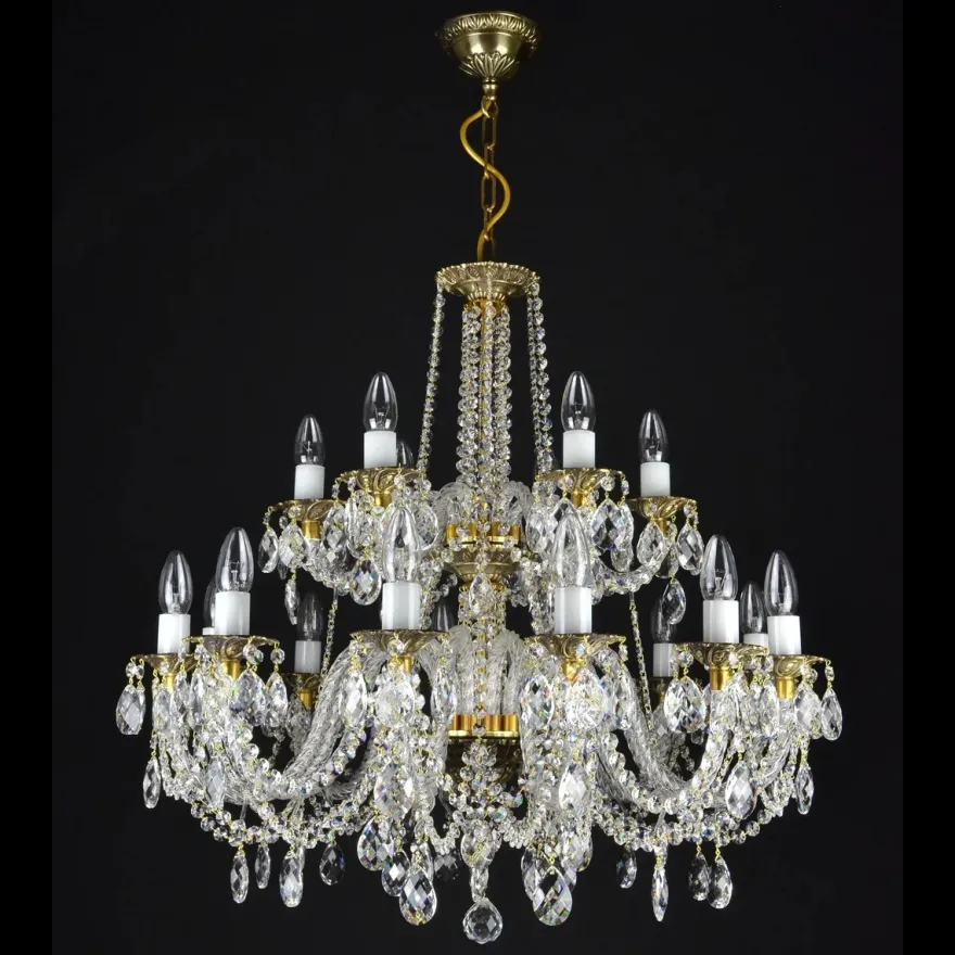 Casa Padrino Luxus Barock Kristall Kronleuchter Gold Ø 75 x H. 78 cm - Prunkvolle Messing Kronleuchter mit böhmischem Kristallglas - Barock Möbel - Edel & Prunkvoll