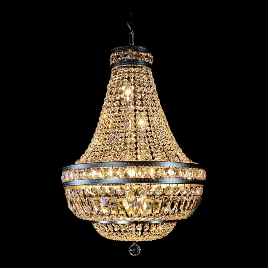 Casa Padrino Luxus Barock Kristall Kronleuchter Silber Ø 50 x H. 75 cm - Prunkvolle Messing Kronleuchter mit böhmischem Kristallglas - Barock Möbel - Edel & Prunkvoll