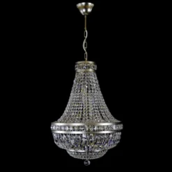 Casa Padrino Luxus Barock Kristall Kronleuchter Silber Ø 50 x H. 75 cm - Prunkvolle Messing Kronleuchter mit böhmischem Kristallglas - Barock Möbel - Edel & Prunkvoll
