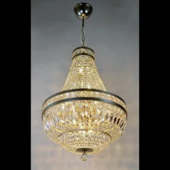 Casa Padrino Luxus Barock Kristall Kronleuchter Silber Ø 50 x H. 75 cm - Prunkvolle Messing Kronleuchter mit böhmischem Kristallglas - Barock Möbel - Edel & Prunkvoll