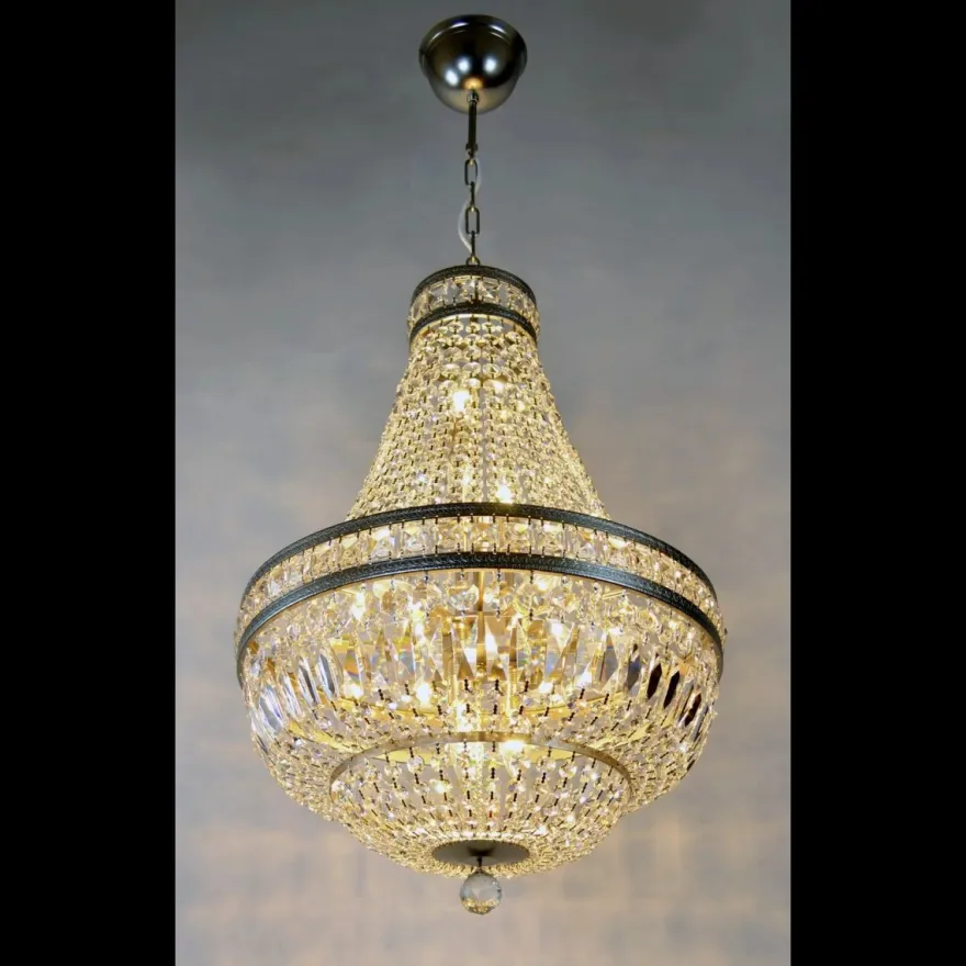 Casa Padrino Luxus Barock Kristall Kronleuchter Silber Ø 50 x H. 75 cm - Prunkvolle Messing Kronleuchter mit böhmischem Kristallglas - Barock Möbel - Edel & Prunkvoll
