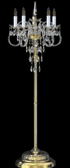 Casa Padrino Luxus Barock Kristall Stehleuchte Gold / Weiß Ø 50 x H. 145 cm - Prunkvolle Stehlampe mit Böhmischem Kristallglas - Barock Kristall Leuchten - Luxus Qualität