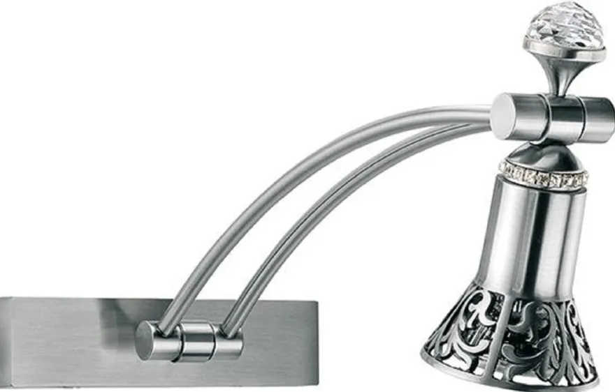 Casa Padrino Luxus Barock Kristall LED Wandleuchte / Leseleuchte Silber H. 35 cm